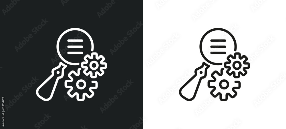 Poster due diligence outline icon in white and black colors. due diligence flat vector icon from human reso
