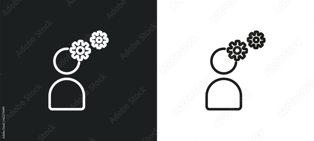 Poster behavioral competency outline icon in white and black colors. behavioral competency flat vector icon