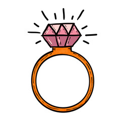 Ruby ring on transparent backgoud and printable with good quality of 300 dpi.