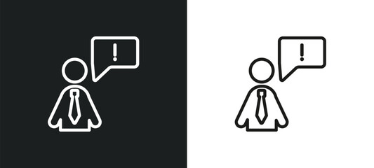 grievance outline icon in white and black colors. grievance flat vector icon from human resources collection for web, mobile apps and ui.