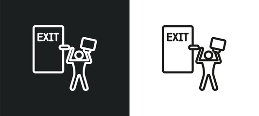 exit interview outline icon in white and black colors. exit interview flat vector icon from human resources collection for web, mobile apps and ui.