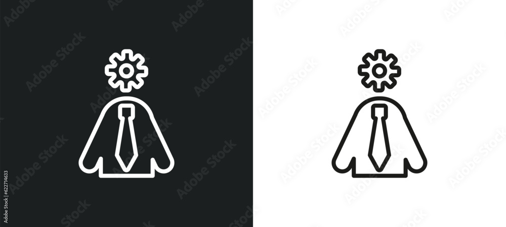 Poster administrator outline icon in white and black colors. administrator flat vector icon from human reso