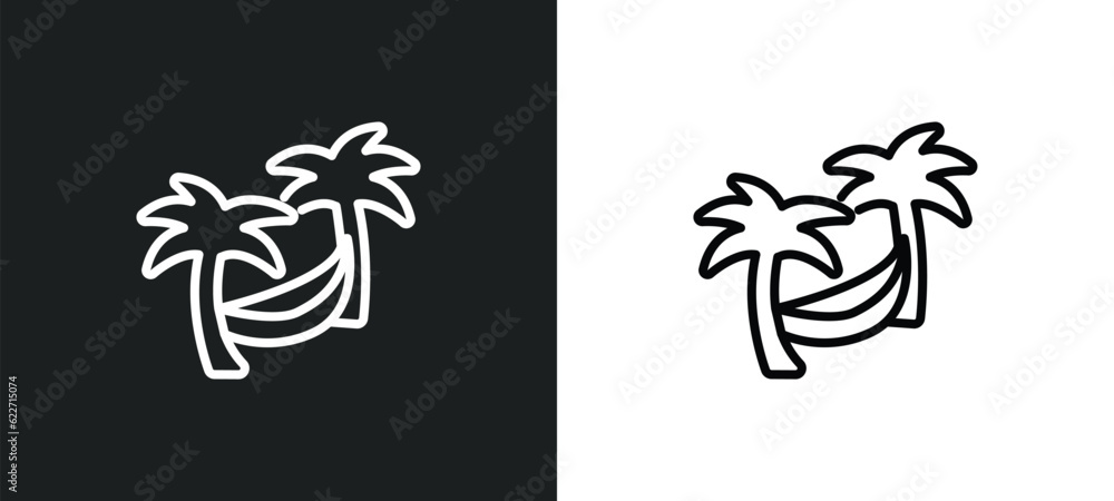 Poster hammock outline icon in white and black colors. hammock flat vector icon from hotel collection for w