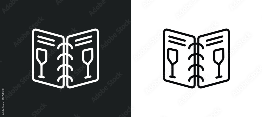 Poster wine menu outline icon in white and black colors. wine menu flat vector icon from hotel and restaura