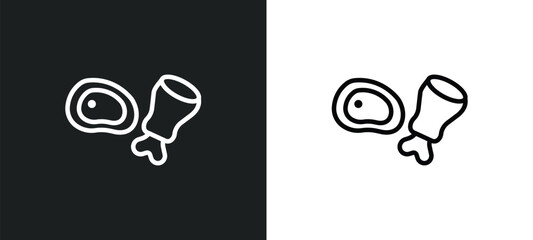 meat outline icon in white and black colors. meat flat vector icon from restaurant collection for web, mobile apps and ui.