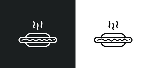 hot dog outline icon in white and black colors. hot dog flat vector icon from restaurant collection for web, mobile apps and ui.