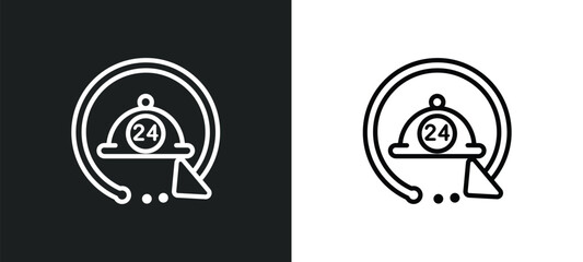 24 service outline icon in white and black colors. 24 service flat vector icon from hotel collection for web, mobile apps and ui.