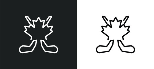 maple leaf outline icon in white and black colors. maple leaf flat vector icon from hockey collection for web, mobile apps and ui.