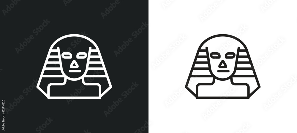 Poster sphinx outline icon in white and black colors. sphinx flat vector icon from history collection for w