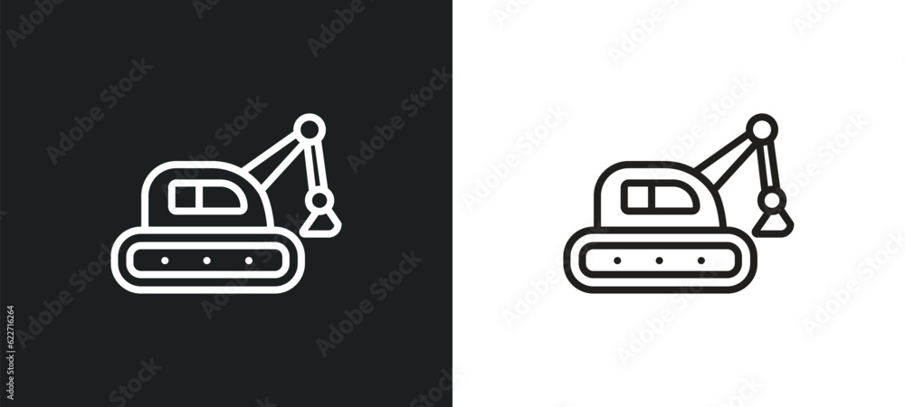 Poster digger outline icon in white and black colors. digger flat vector icon from history collection for w