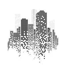Black and white abstract skyscrapers. City skyline vector illustration. city scene at night. cityscape. Vector