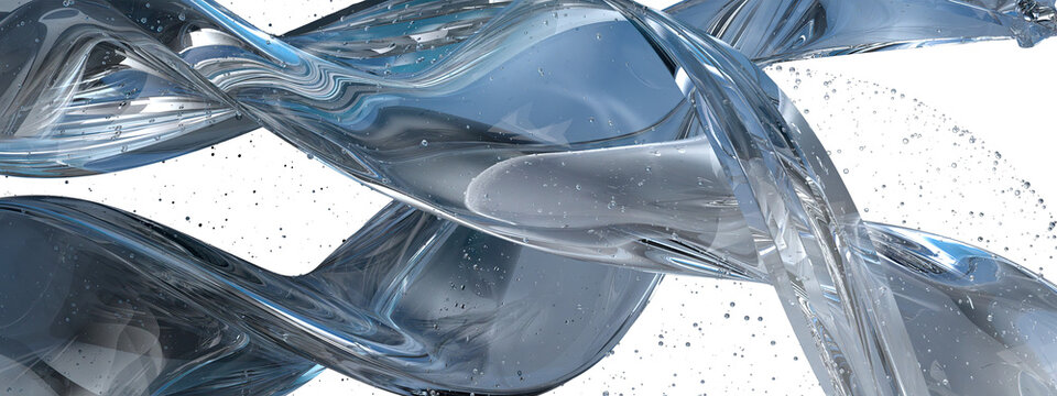 A twisting band of water The coolness of the cold summer with a sense of transparency Abstract, elegant and modern 3D rendering image like water