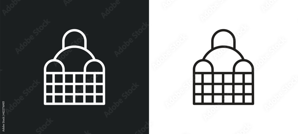 Poster bricks outline icon in white and black colors. bricks flat vector icon from history collection for w