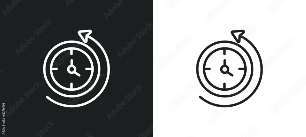 Poster arrow outline icon in white and black colors. arrow flat vector icon from history collection for web
