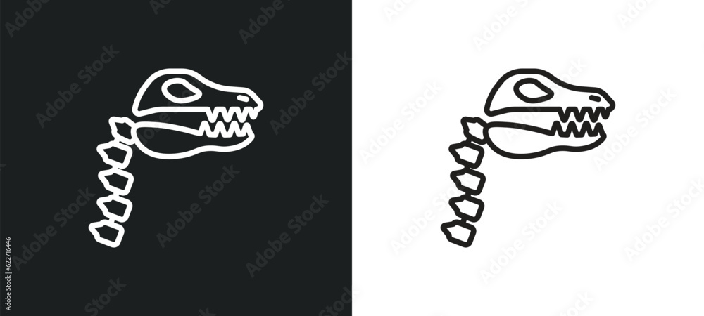 Poster fossil outline icon in white and black colors. fossil flat vector icon from history collection for w