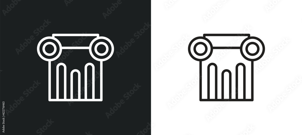 Poster pillars outline icon in white and black colors. pillars flat vector icon from history collection for