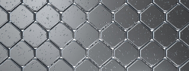 Hexagon pattern Cold fresh transparent ice Silver Abstract, Elegant and Modern 3D Rendering image