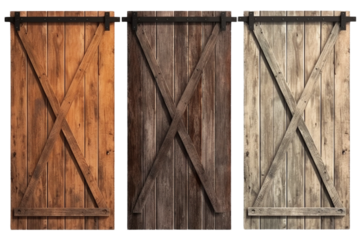 Rustic barn doors. isolated object, transparent background
