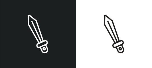 sword outline icon in white and black colors. sword flat vector icon from history collection for web, mobile apps and ui.