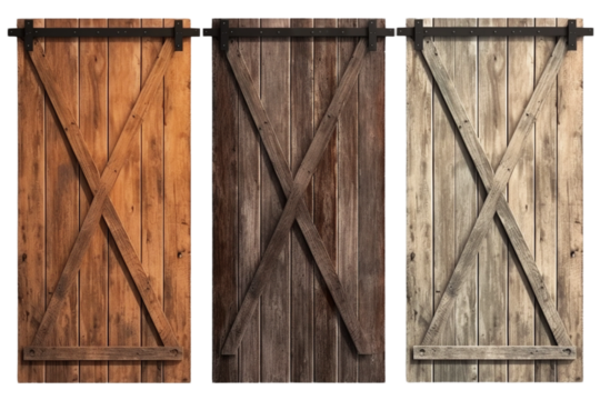 Rustic barn doors. isolated object, transparent background