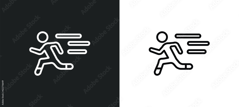 Poster running outline icon in white and black colors. running flat vector icon from health collection for 