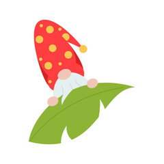 Cute Summer Gnomes. Hello Summer Beach Party With Cute Gnomes Isolated On White. Surfing Gnome Character, Cartoon Illustration.