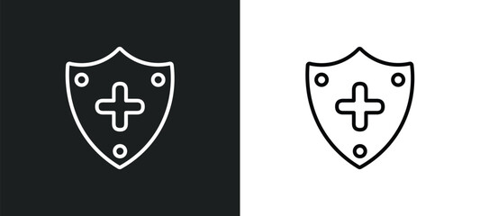 medical shield outline icon in white and black colors. medical shield flat vector icon from health and medical collection for web, mobile apps and ui. © Digital Bazaar