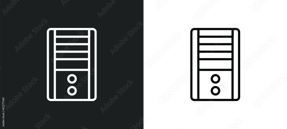 Poster system unit outline icon in white and black colors. system unit flat vector icon from hardware colle