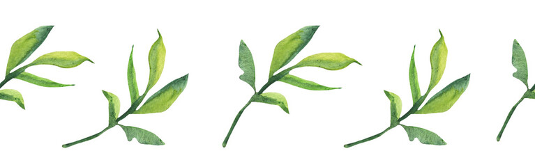 Greenery  floral design card.Forest leaves and branches green herbs greenery yellow leaf frame. wedding invitation poster invitation isolated on white background.