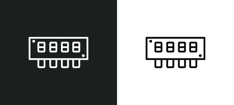 random access memory outline icon in white and black colors. random access memory flat vector icon from hardware collection for web, mobile apps and ui.