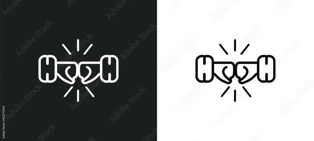 Poster bump outline icon in white and black colors. bump flat vector icon from hands and gestures collectio