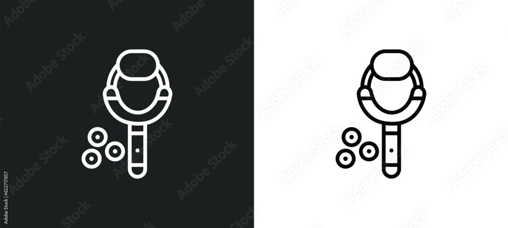 Poster sling outline icon in white and black colors. sling flat vector icon from hands and gestures collect
