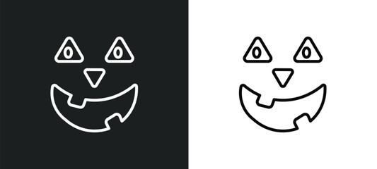 pumpkin face outline icon in white and black colors. pumpkin face flat vector icon from halloween collection for web, mobile apps and ui.