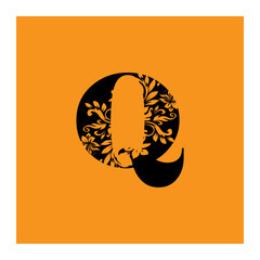 Initial Q letter luxury beauty flourishes ornament monogram logo Swoosh Letter Logo Design for business and company identity. Water Wave Q Logo with modern trendy