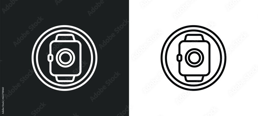 Poster pulsometer outline icon in white and black colors. pulsometer flat vector icon from gymandfitness co