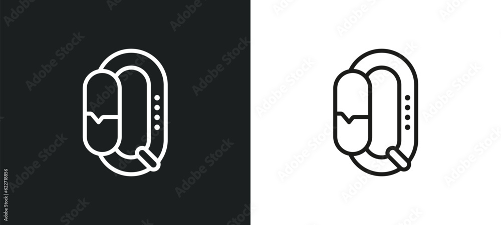 Poster pulsometer outline icon in white and black colors. pulsometer flat vector icon from gym and fitness 