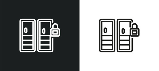 locker outline icon in white and black colors. locker flat vector icon from gym and fitness collection for web, mobile apps and ui.