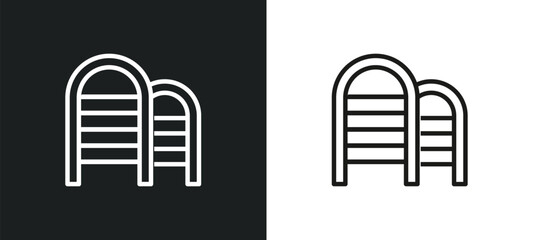 gym ladder outline icon in white and black colors. gym ladder flat vector icon from gym and fitness collection for web, mobile apps and ui.