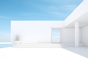 airy widescreen minimalistic white building as background or banner 