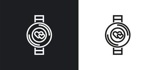 fitness watch outline icon in white and black colors. fitness watch flat vector icon from gym and fitness collection for web, mobile apps and ui.