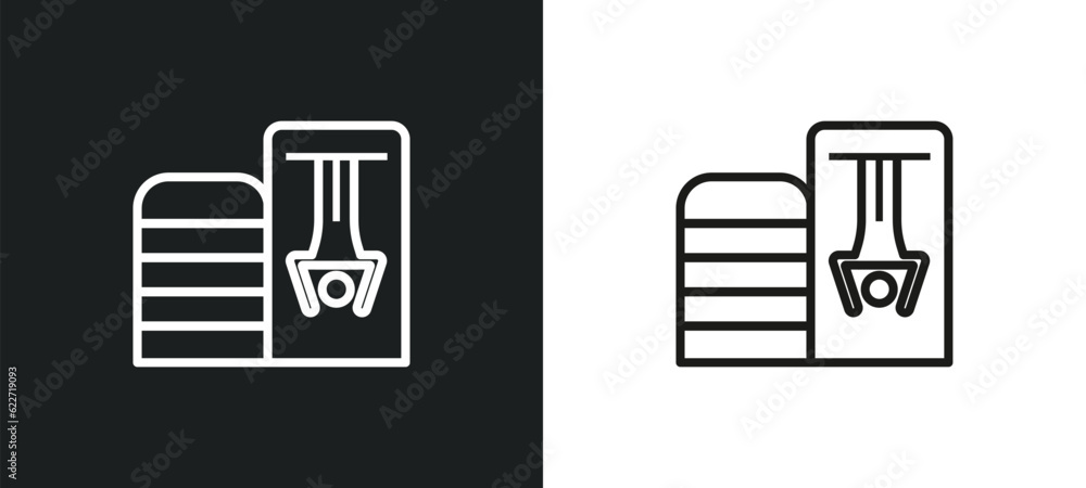 Poster exercise hang bar outline icon in white and black colors. exercise hang bar flat vector icon from gy