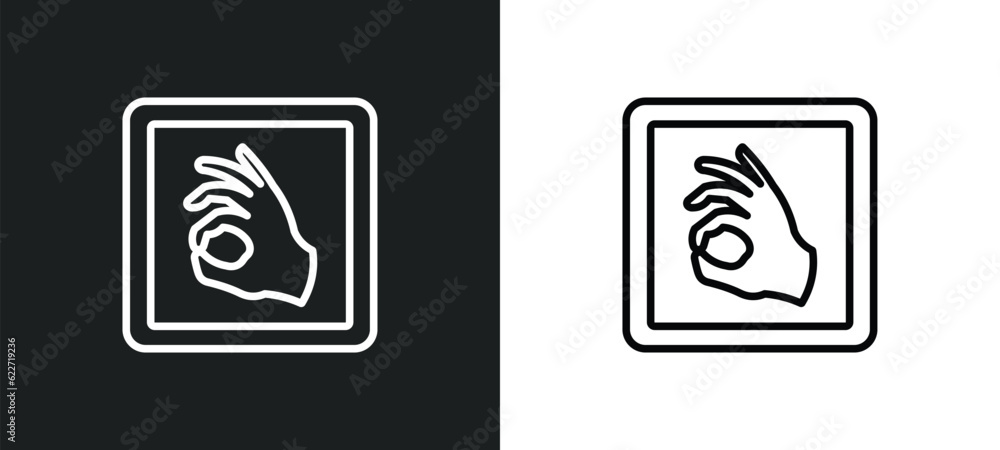 Poster deaf outline icon in white and black colors. deaf flat vector icon from gestures collection for web,