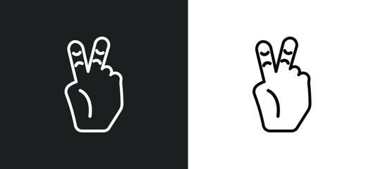 Obraz premium two fingers up outline icon in white and black colors. two fingers up flat vector icon from gestures collection for web, mobile apps and ui.