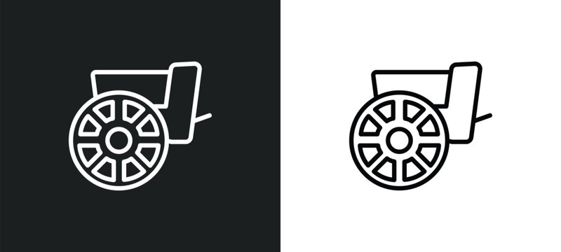 chariot outline icon in white and black colors. chariot flat vector icon from greece collection for web, mobile apps and ui.