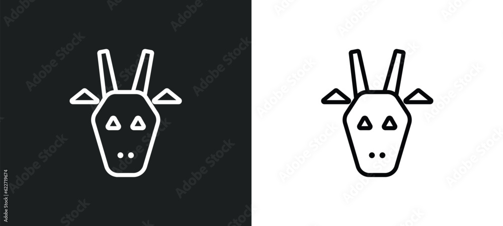 Poster polygonal giraffe outline icon in white and black colors. polygonal giraffe flat vector icon from ge
