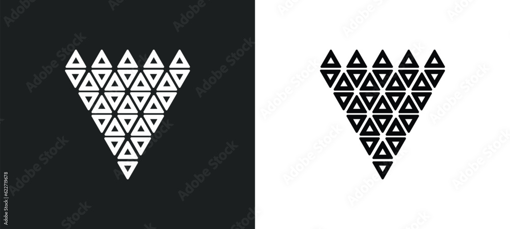 Aufkleber polygonal diamond shape of small triangles outline icon in white and black colors. polygonal diamond