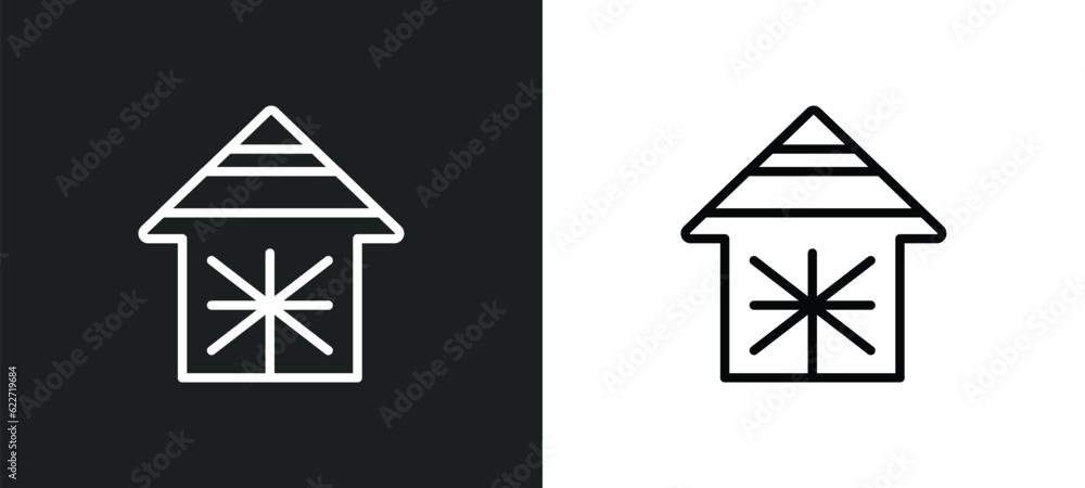 Aufkleber polygonal buildings of small triangles outline icon in white and black colors. polygonal buildings o