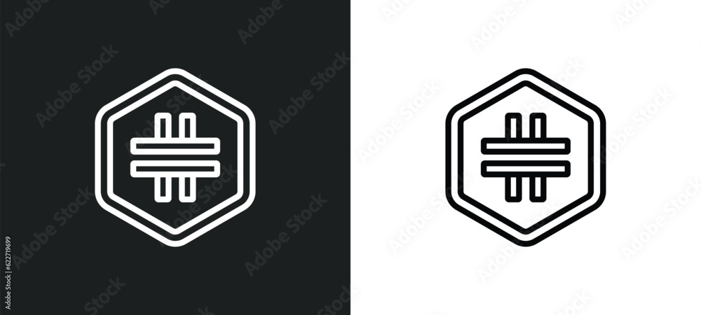 Poster parallel outline icon in white and black colors. parallel flat vector icon from geometry collection 