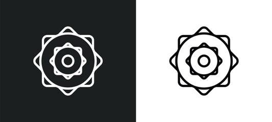 polygonal ornament of hexagons and triangles outline icon in white and black colors. polygonal ornament of hexagons and triangles flat vector icon from geometry collection for web, mobile apps ui.