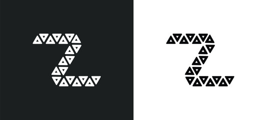polygonal letter z of small triangles outline icon in white and black colors. polygonal letter z of small triangles flat vector icon from geometry collection for web, mobile apps and ui.
